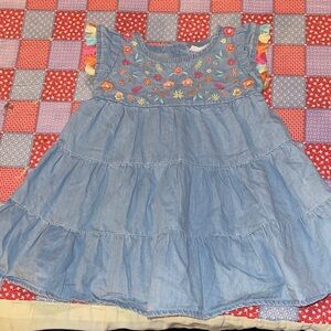 The Children's Place Blue Dress with Floral Embroidery
